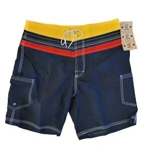 Jocko Watchdog Men's Navy/Red/Yellow Nylon Board Shorts NEW